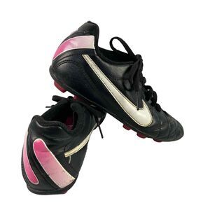 Nike Kids Black and Pink Soccer Shoes